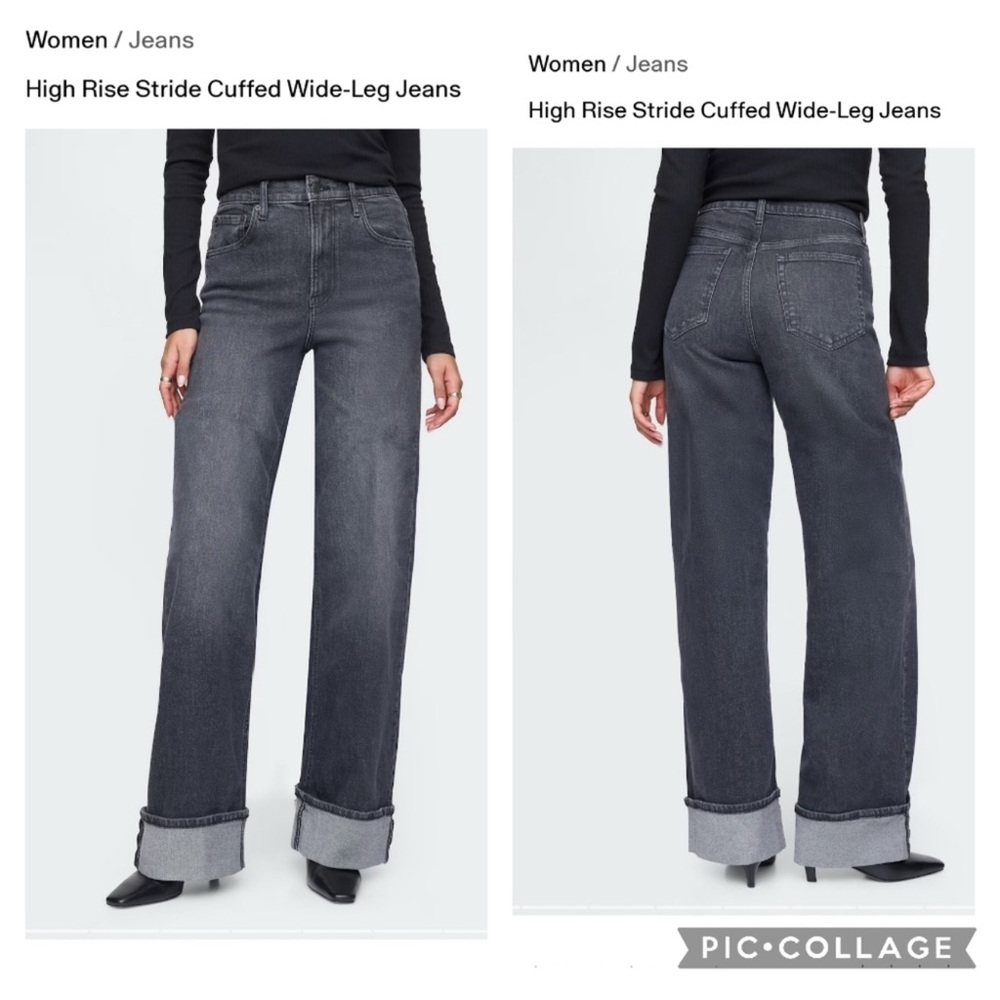 GAP High Rise Wide-Leg Jeans - Dark Gray